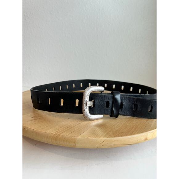 Vintage 90s Black Genuine Leather Italian Leather Express Free Size Belt Medium main image 3